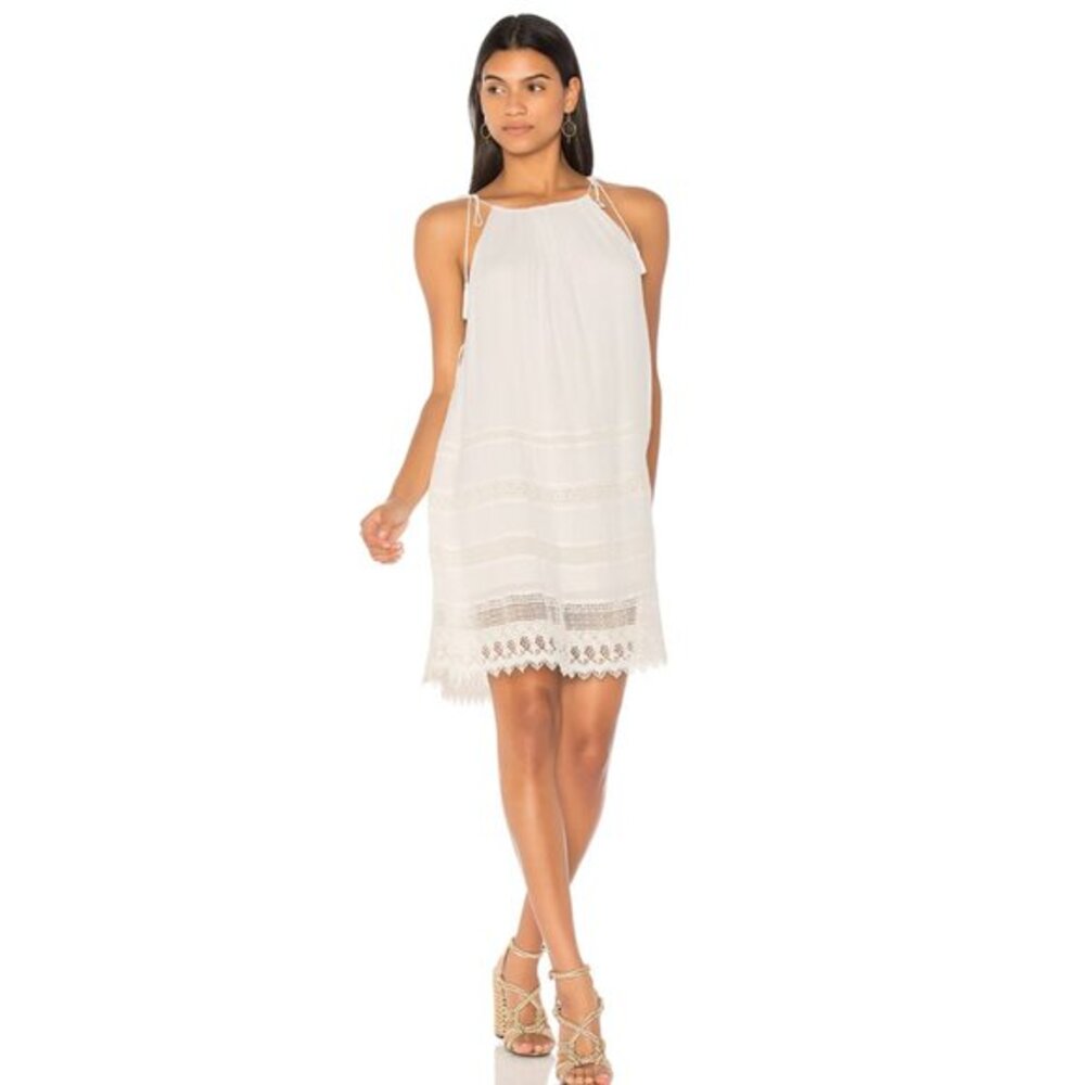 Alice + Olivia Danna Tie-Strap Short Dress‎ Crochet Embroidered White Size Small - Picture 2 of 11